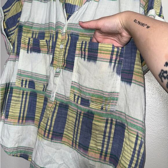 Pilcro Anthropologie Checked Short Sleeve Shirt 100% Cotton Multicolor Size 2X - Picture 6 of 8